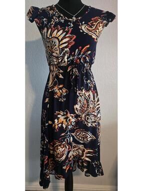 Insta Girl Floral Print Midi Dress with Ruffle Hem